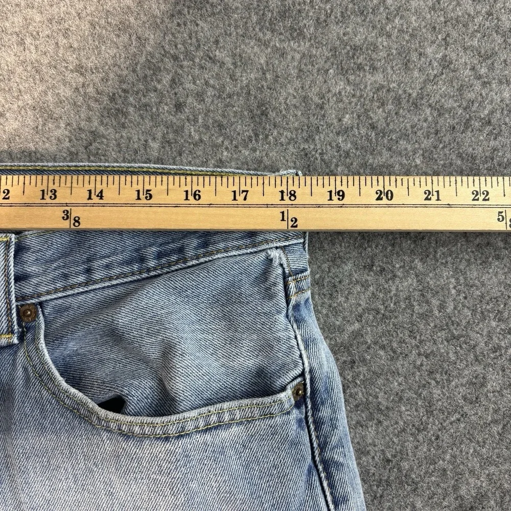 Levi's 505 Jeans Mens‎ 36x32 Straight Leg Light Wash Distressed Faded Blue Denim